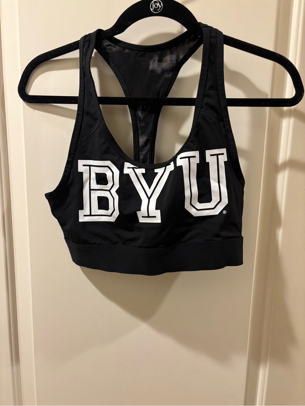 Like new! BYU - PINK Victoria's Secret Black Sports Bra with White Label